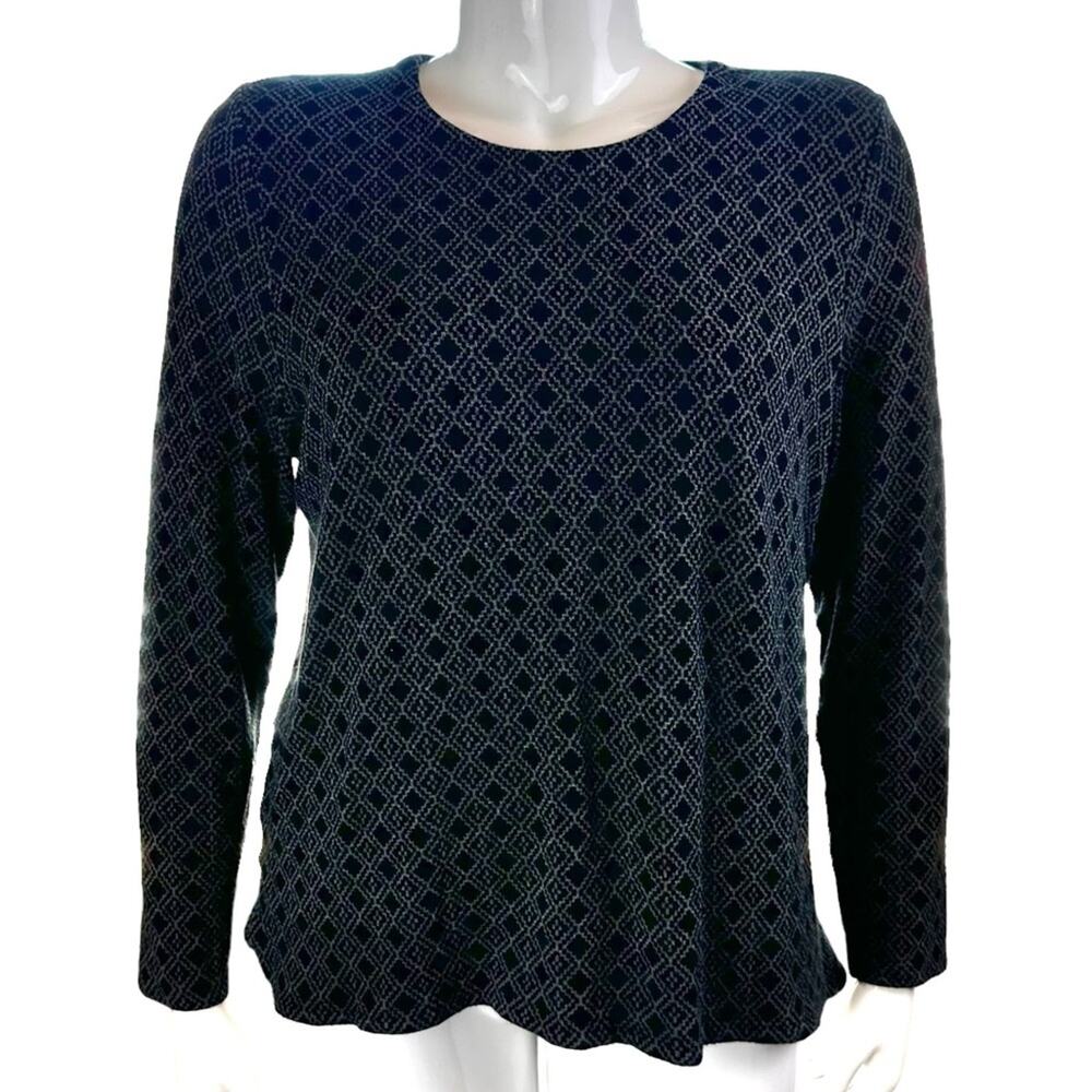 J Jill Geometric Print Ponte Knit Tunic Black Gray Size XL